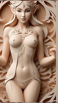 Lustrender Papercraft Nude Elf Girl Slideshow - Sexy Kirigami Elf Pussy & Tits