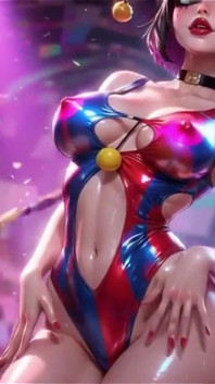 Clown Girl Covered in Thick Cum - Ahegao & Tit Play Compilation