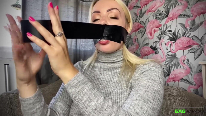 Gag Attack: Penny Lee - Custom turtleneck self gag
