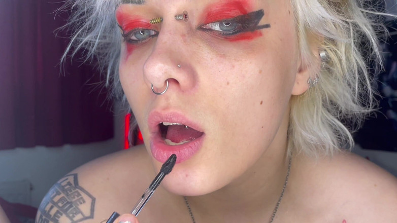 Glitterqueen1999: Pijpen vriendje verjaardag slordige diep in keel lippenstift spuugt