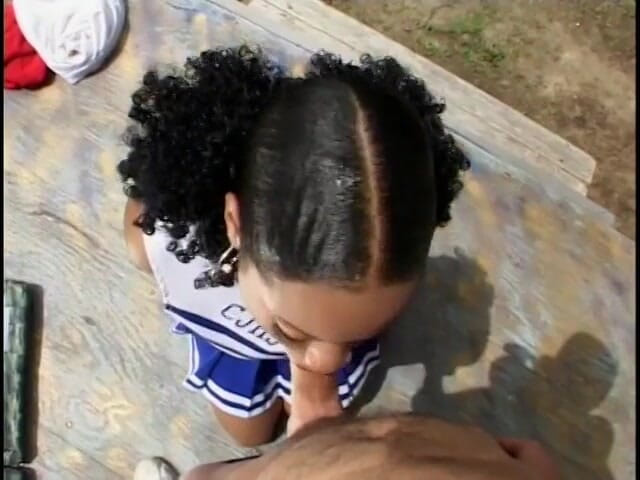CBD Media Interracial: White guy fucks busty ebony cheerleader with tight teen shaved...