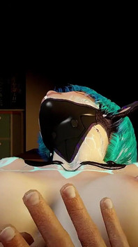 Robot dziewczyna jedzie penisa na krześle