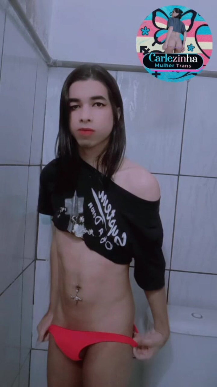 Srta. Carla: Carlezinha - Beautiful Slut in Panties Tucked in Delicate Soft Cock...