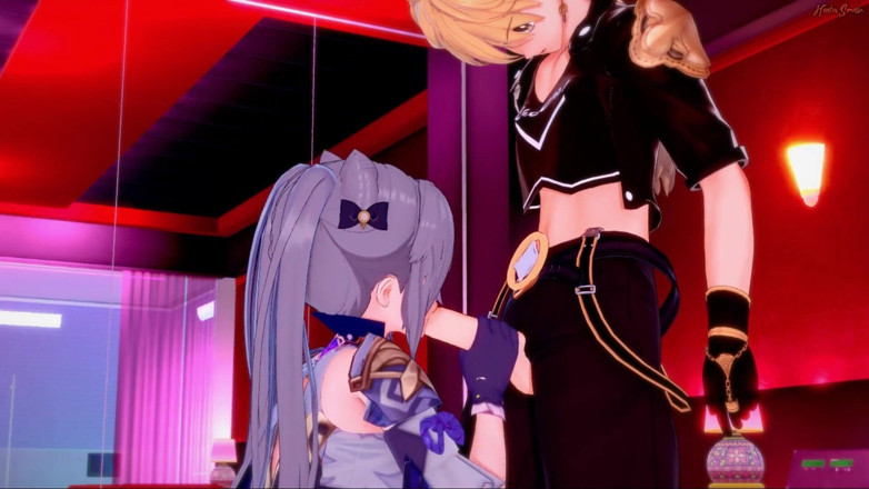 Hentai Smash: 에테르에게 따먹히기 전에 얼굴을 젖히는 Keqing - Genshin 임팩트 헨타이.