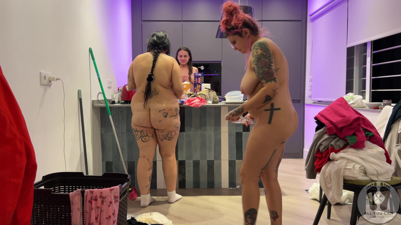 All You Can Fetish: Ggg Cleaning Tidying Kitchen Sweeping the Floor Full Naked