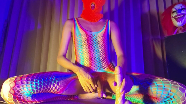 Mango49x: Orange Balaclava Mask Sissy Trans Dyed Pubic Hair Fuck Myself...
