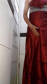 Satin Evening Long Gown Masturbation