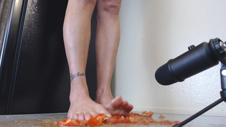 Abby Anna: ASMR tomatoes barefoot smooshing