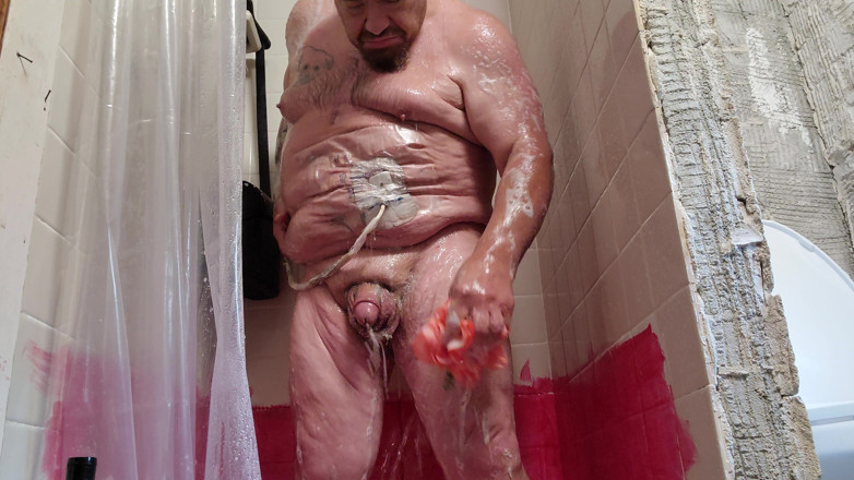 Fat boy: Taking a Shower
