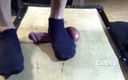 UsUsa: Trampling balls feet in black socks, UsUsa
