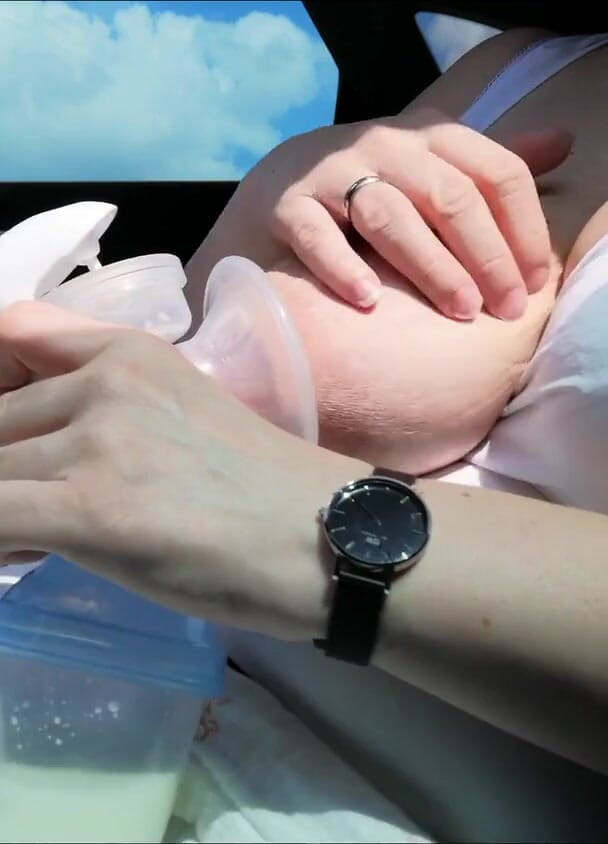 Lily_Lacto: Pumping my milk tits empty in the car