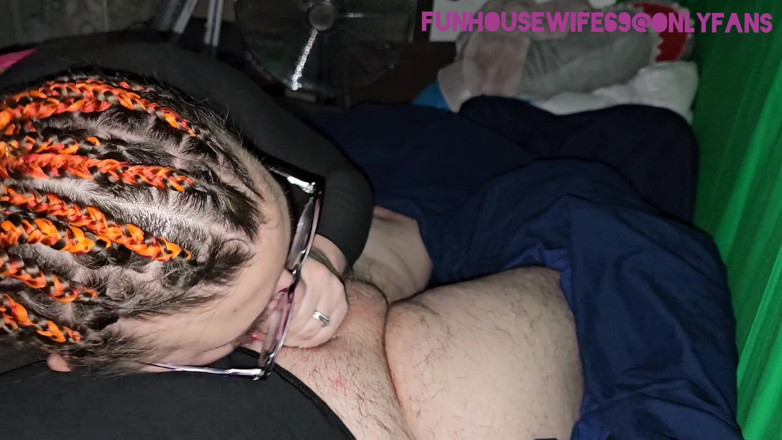 Funhousewife69: Pink Panties Ass up Swallowing His Cock and Cumm