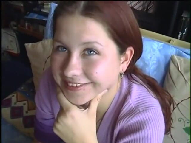 Old Good Porn: Young brunette strips and gives hard cock a hungry blowjob