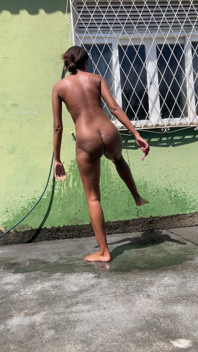 Submissive Slave Shaving and Bathing