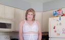 Victoria Lecherri: White girdle, in the kitchen, looking for hot young cock!