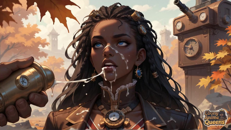 Ebony Anime Queens: A Hot, Cool Dark-hued Goddess Is Nasty in a Steam-powered...