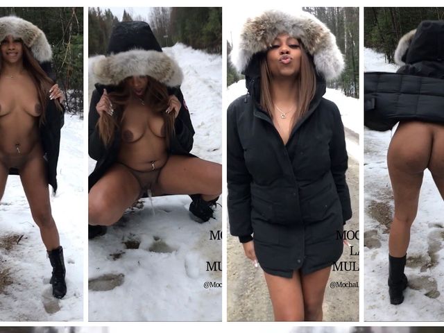 Naked hitchhiker peeing in the snow. - MochaLaMulata (Mocha La Mulata)