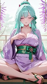 Lila kimono-göttin! Kann die nässe unter dem roten Torii-Tor nicht aushalten