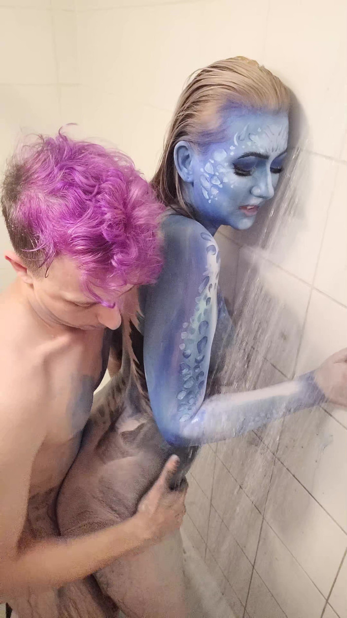 Em Yang: X-men Mystique barva na tělo, odstranění sprchy a šukání