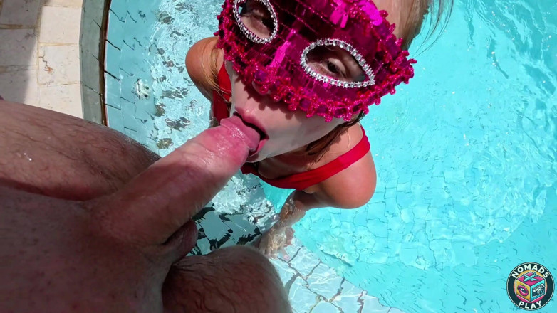 NomadsPlay: Amateur Hotwife Gets a Messy Facial by the Pool