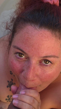 My Mouth Full in My Outdoor Hot Tub