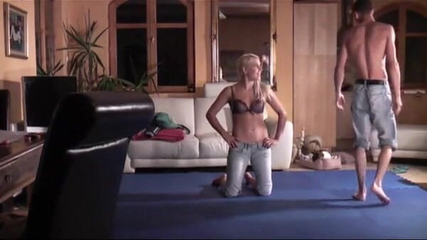 European Lift and Carry Club: Homemade wrestlign action with hot blonde teen
