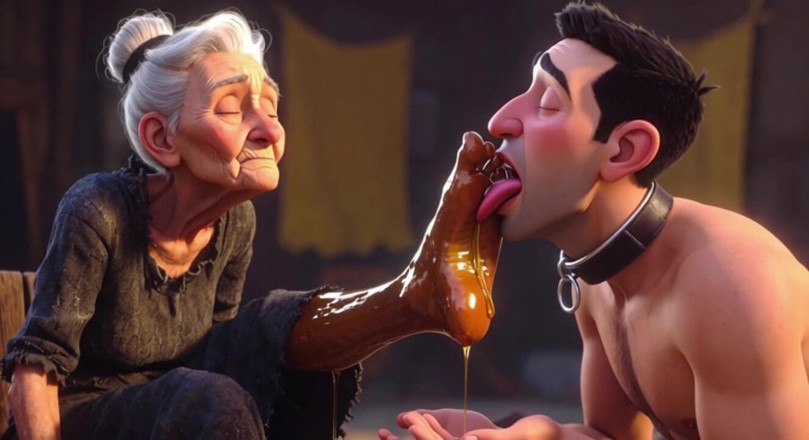 YOUR BEST FANTASY: Submissive Slave Licking Wrinkled Feet of Old Ladies