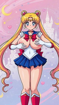 Sailor Moon třese její těsnou plešatou kundičkou