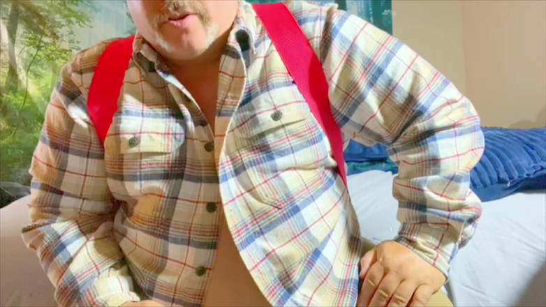 Hand-Free-Daddy-Chub: Obří břicho a muž prsa s nádhernou tlustou okurkou