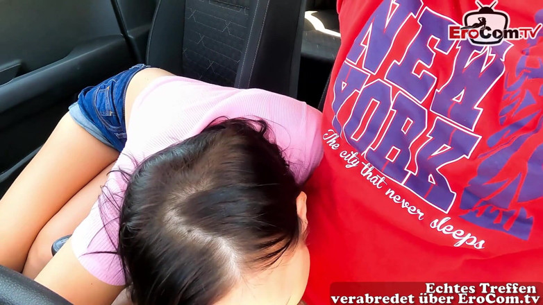 EroCom: Car blowjob from a black haired German MILF
