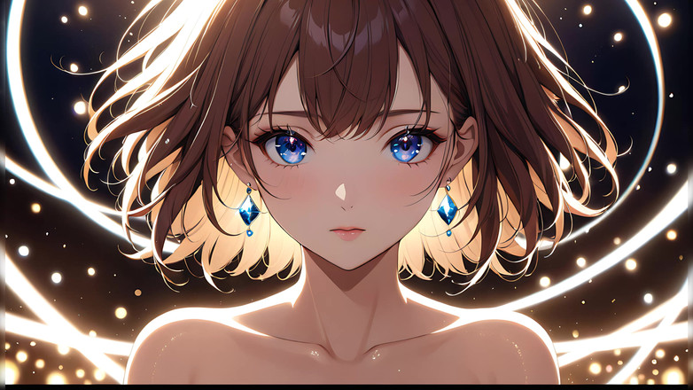 LustRender: 散景梦想：一个美丽的年轻女人在漂浮的灯光下