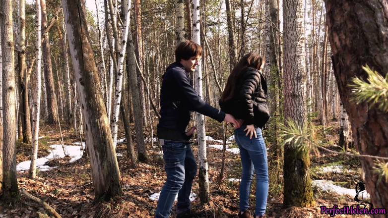 PerfectHelen: Student blowjob and fucking with a photographer in the forest