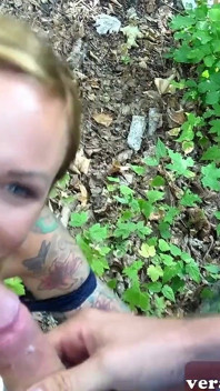 German Blonde Slut Does Blowjob with Strange Man