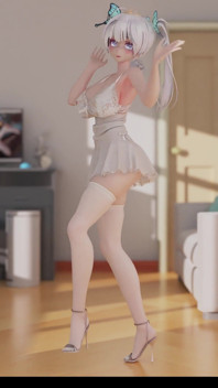 Weak Play Lace Jumpsuit Miniskirt White Silk Thong Big Tits