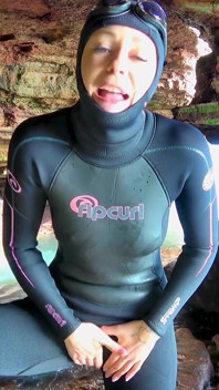 Wetsuit Cave Encounter: Secret Fun with Mysterious Stranger