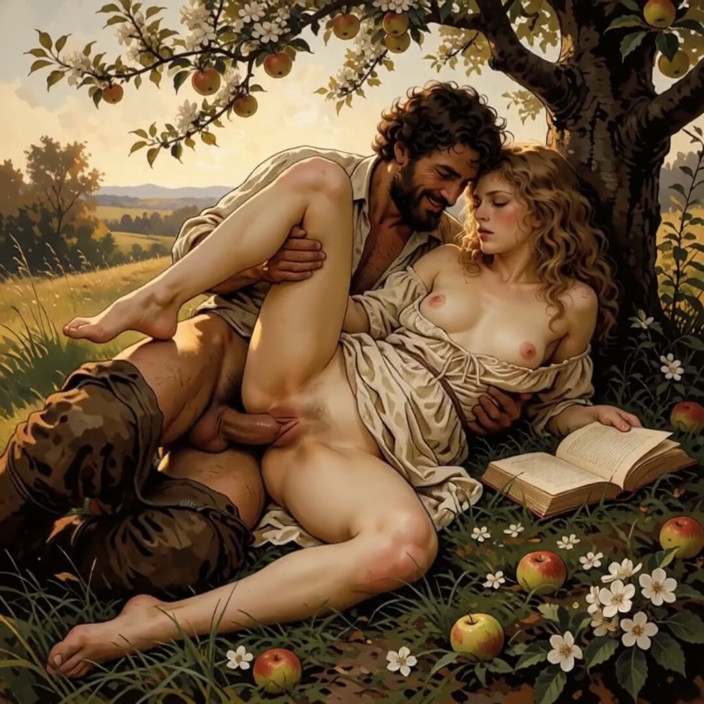 My night collection: She Kept Reading Under the Apple Tree While He Finished...