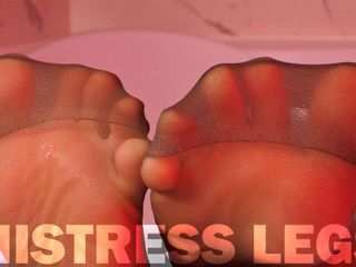 Mistress Legs: Goddess Feet in Wet Tan Knee-socks with Reinforced Toes Teasing...
