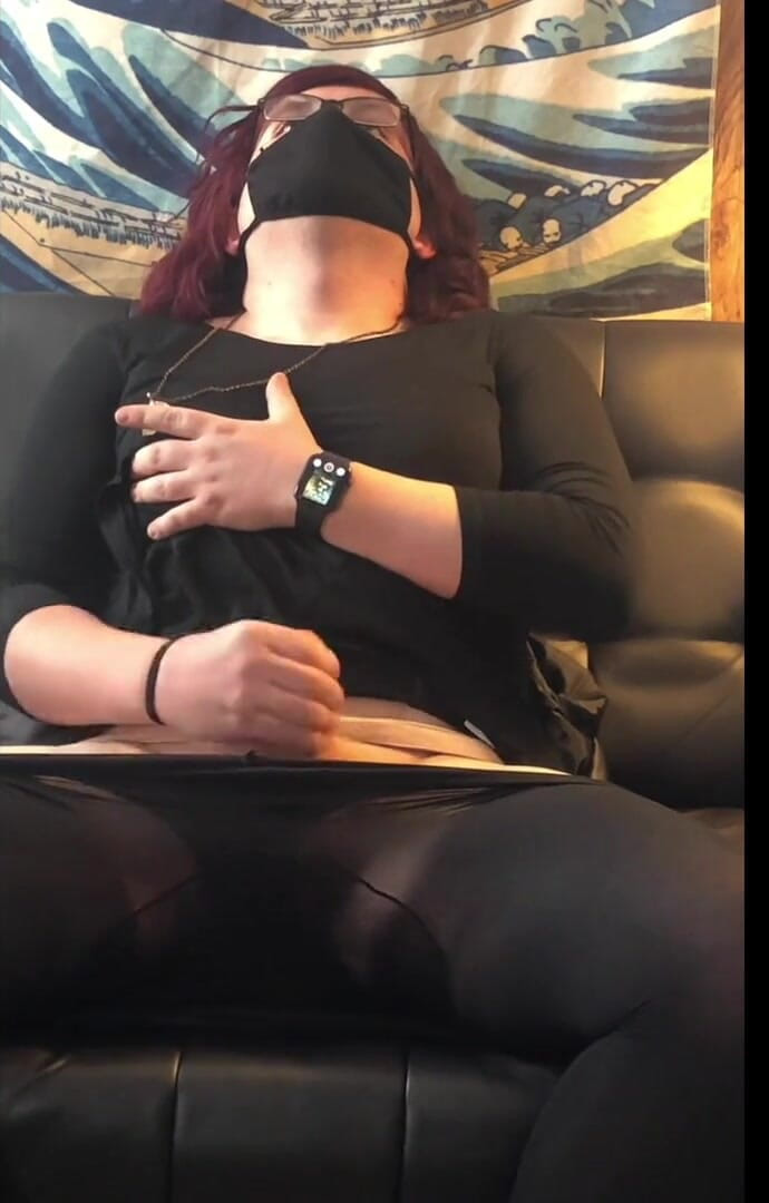 Lauren Ashland: Masked trans girl solo on couch