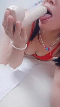 Suck Dick Lick Ball Hana Cute in Red Out Fit and Perfect Ass Tiny Hairy Pussy
