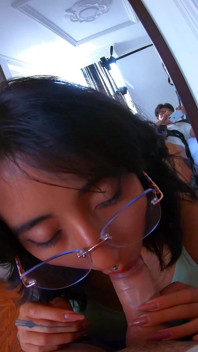 School Tattoed Babe Giving Blowjob