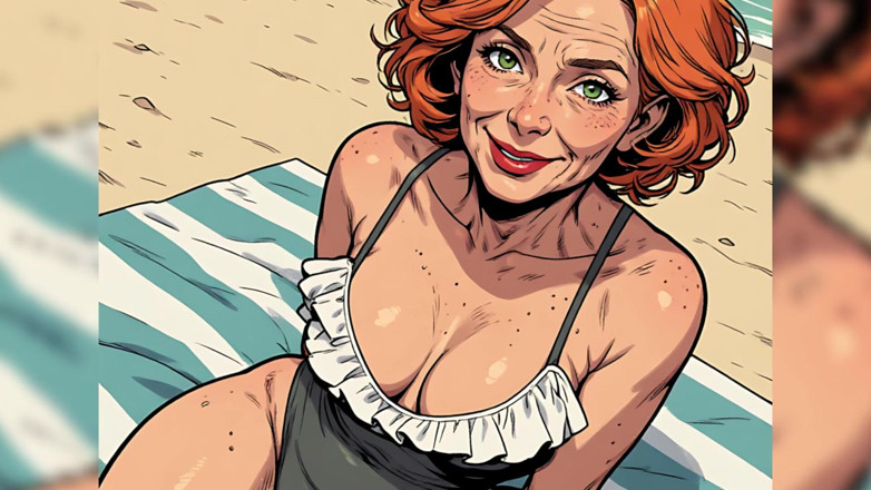 AI Porn: Dedah pakaian renang dengan belahan matang (Naughty Ai)