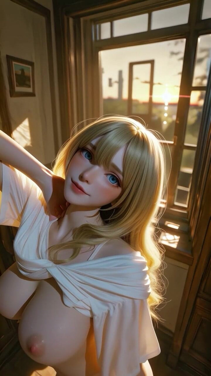 Tay Swift X: Ai Generated - White Nightie Big Tits Blonde Alone at Home...