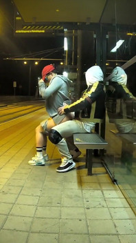 Really Risky Sex at a Bus Stop with a Young Stepsis That Ends with an Orgasm and a Cumshot