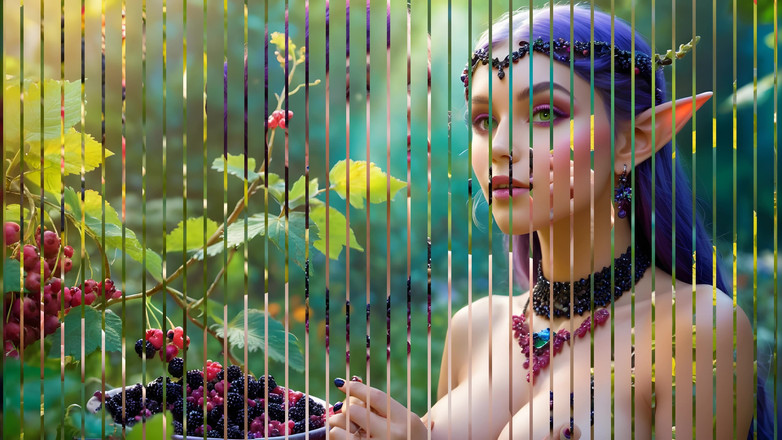 LustRender: ब्लैककरंट के साथ सुंदर बड़े स्तनों वाली नग्न योगिनी लड़की