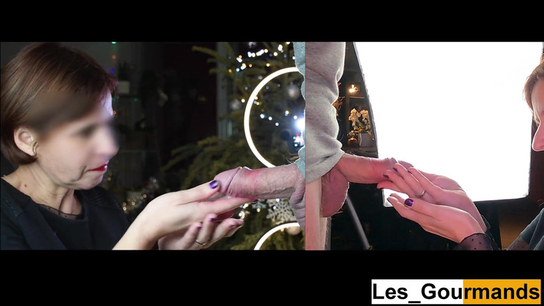 Les Gourmands: 4k - milf met lippenstift in close-up dubbel zicht geeft een...