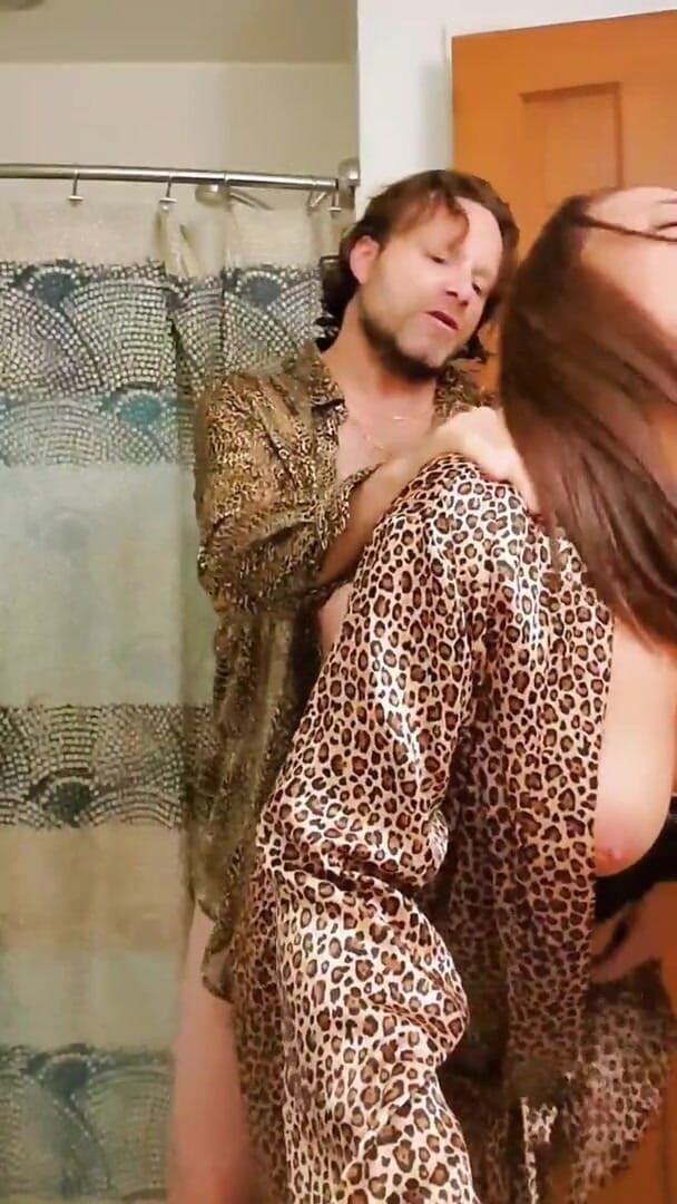 Satin Fetish King: Italian milf in leopard print satin suck and fuck session