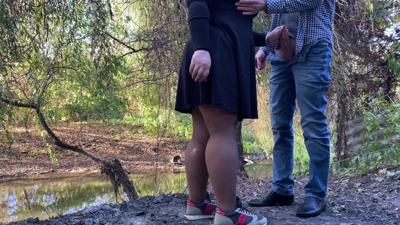 OurFetishLife: BBW holding my dick while masturbating outside