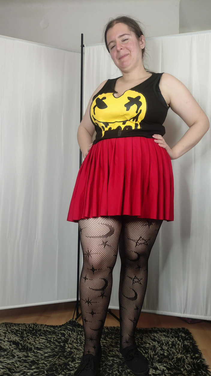 Lena Rose: [4k] 柄パンストと赤いミニスカ 試着