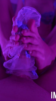 Step Sister Footjob in Sheer Floral Socks