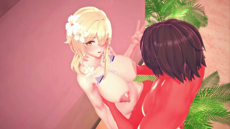 NSFWOtaku: Genshin Impact - Lumine Seks plażowy na świeżym powietrzu - Animacje Hentai 3D